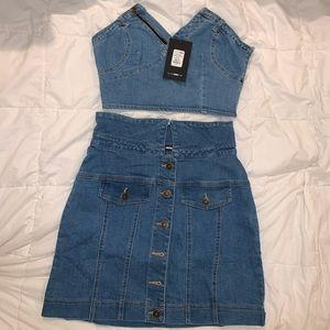 In My Closet Denim Skirt Set - Medium Wash